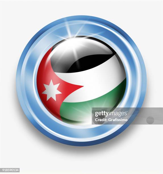jordan silver button with jordanian flag isolated on white - jordan coat of arms stock illustrations