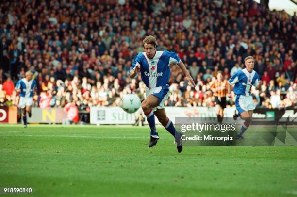 Bradford 2-2 Middlesbrough, League Division One match at Valley Parade, Saturday 13th September 1997, Paul Merson, Anthony Ormerod in background on...