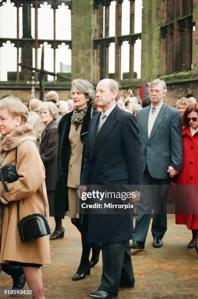 The Cross and Orb on show at Coventry Cathedral during service of reconciliation, Friday 12th February 1999. The 18ft gilded steel and copper cross...