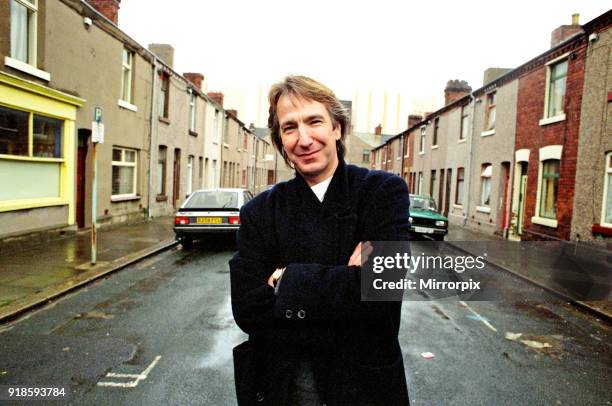 Alan Rickman, Actor, pictured on the streets of Barrow In Furness where he is due to play Hamlet, for the price of £200 per week, 27th October 1992.