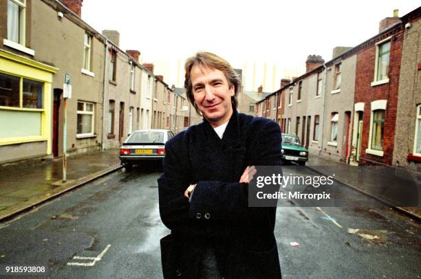 Alan Rickman, Actor, pictured on the streets of Barrow In Furness where he is due to play Hamlet, for the price of £200 per week, 27th October 1992.