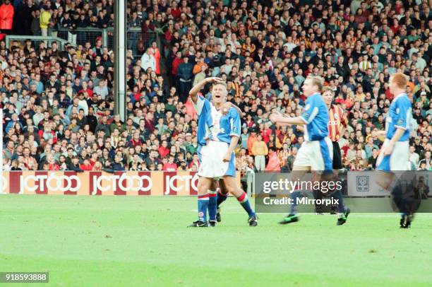 Bradford 2-2 Middlesbrough, League Division One match at Valley Parade, Saturday 13th September 1997, Anthony Ormerod celebrates after scoring goal...