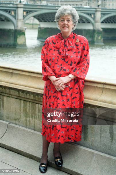 Speaker of the House of Commons Betty Boothroyd at Embankment, London, 27th April 1992.