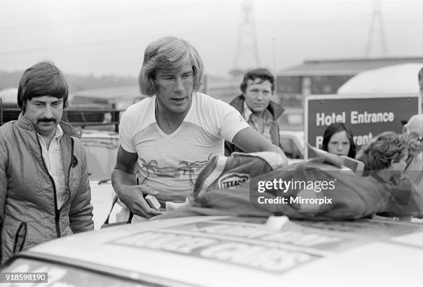 James Hunt, Motor Racing Driver, he is currently taking part in the Texaco Car Rally, 1st August 1976.