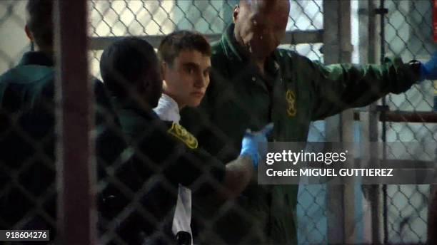 This video screen grab image shows shooting suspect Nikolas Cruz on February 15, 2018 at Broward County Jail in Ft. Lauderdale, Florida. The heavily...