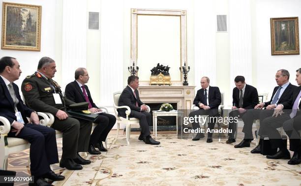 Russia's President Vladimir Putin meets with King Abdullah II of Jordan at Moscow's Kremlin in Moscow, Russia on February 15, 2018.