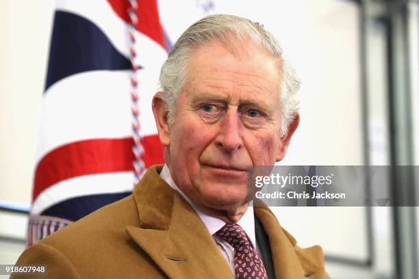 Prince Charles, Prince of Wales visits the new Emergency Service Station at Barnard Castle on February 15, 2018 in Durham, England.