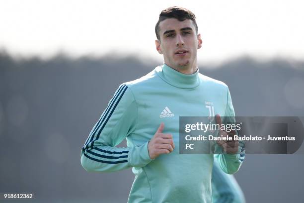 Simone Muratore during a Juventus training session at Juventus Center Vinovo on February 15, 2018 in Vinovo, Italy.