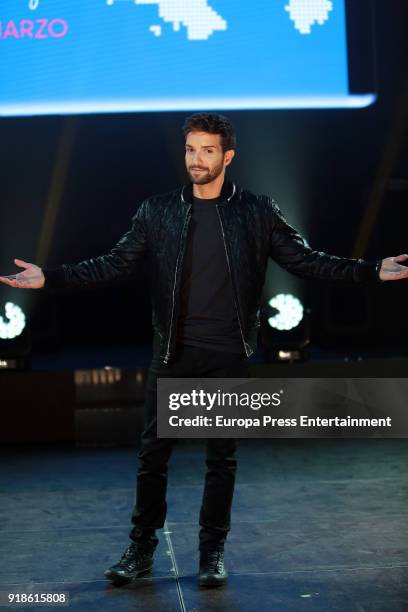 Spanish singer Pablo Alboran attends a press conference to promote his new tour 'Prometo' on February 15, 2018 in Arganda del Rey, Spain.