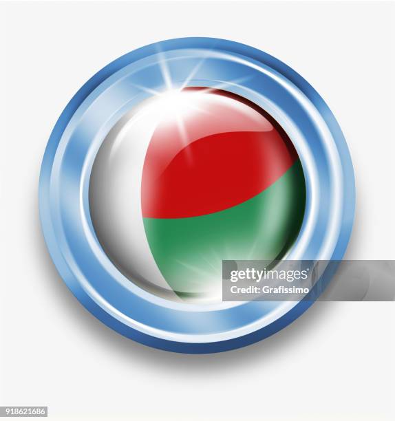 madagascar silver button with flag isolated on white - madagascar flag stock illustrations