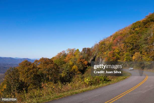 car driving on blue ridge parkway - pisgah national forest stock pictures, royalty-free photos & images