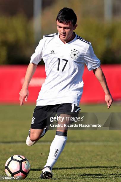 Oliver Bias of Germany U17 during U17-Juniors Algarve Cup match between U17 Portugal and U17 Germany at Bela Vista Stadium on February 13, 2018 in...