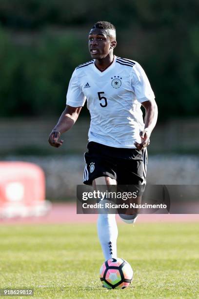Kevin Bukusu of Germany U17 during U17-Juniors Algarve Cup match between U17 Portugal and U17 Germany at Bela Vista Stadium on February 13, 2018 in...