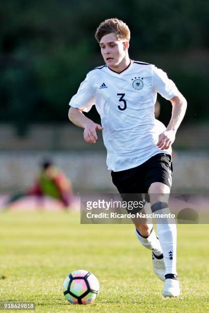 Louis Poznanski of Germany U17 during U17-Juniors Algarve Cup match between U17 Portugal and U17 Germany at Bela Vista Stadium on February 13, 2018...