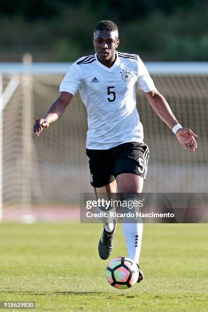 Kevin Bukusu of Germany U17 during U17-Juniors Algarve Cup match between U17 Portugal and U17 Germany at Bela Vista Stadium on February 13, 2018 in...