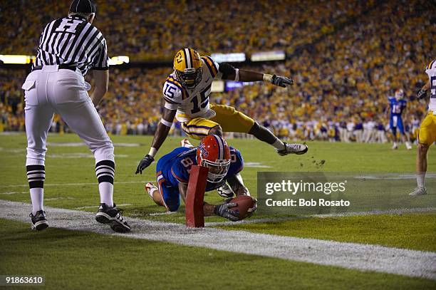 Florida Aaron Hernandez in action, touchdown vs LSU. Baton Rouge, LA CREDIT: Bob Rosato