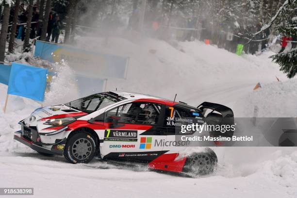 Jari Matti Latvala of Finland and Mikka Anttila of Finland compete in their Toyota Gazoo Racing WRT Toyota Yaris WRC during the Shakedown of the WRC...