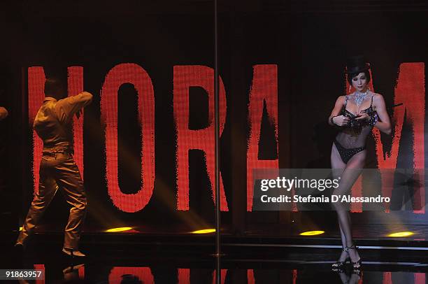 Dancer Nora Mogalle performs during Italian Tv Show 'Chiambretti Night' on October 13, 2009 in Milan, Italy.