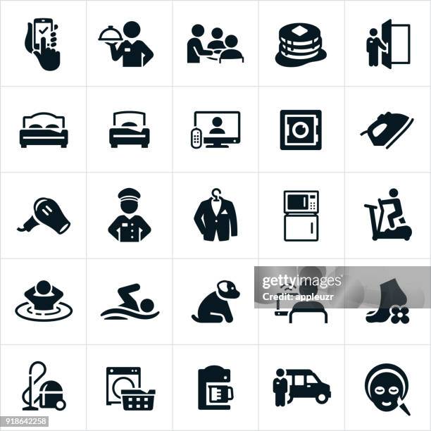 hotel amenities icons - hotel concierge stock illustrations