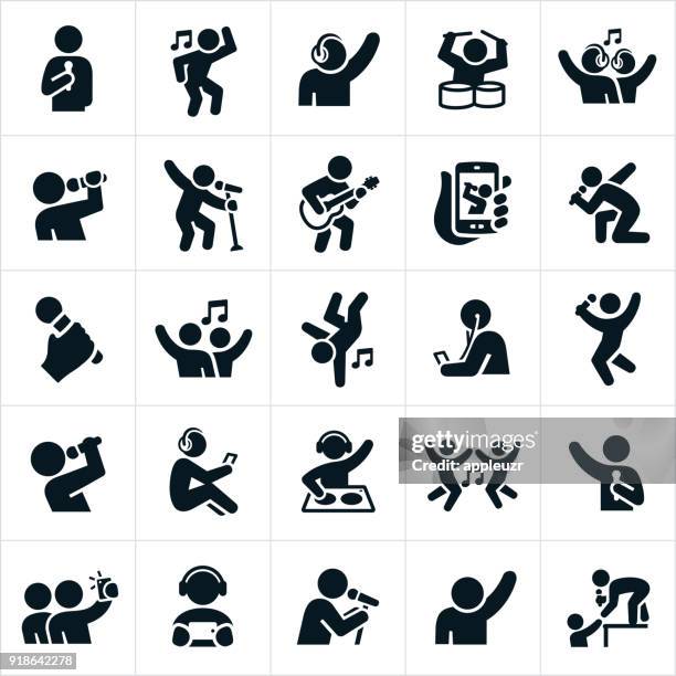 illustrations, cliparts, dessins animés et icônes de musique et danse icônes - musique