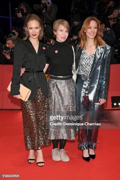 Alina Levshin, Anna Brueggemann and Lavinia Wilson attend the Opening Ceremony & 'Isle of Dogs' premiere during the 68th Berlinale International Film...