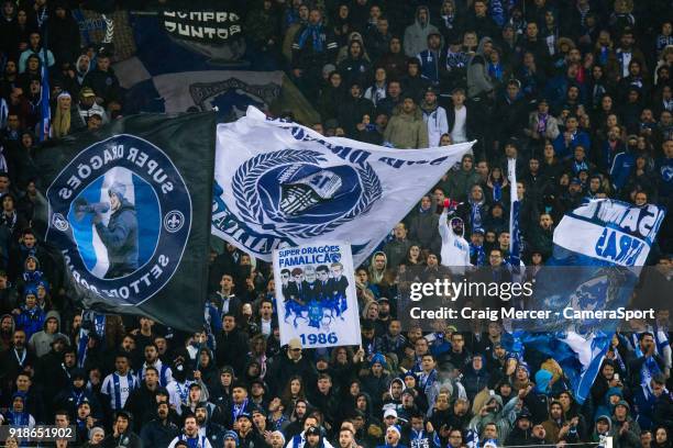 Porto fans during the UEFA Champions League Round of 16 First Leg match between FC Porto and Liverpool at Estadio do Dragao on February 14, 2018 in...