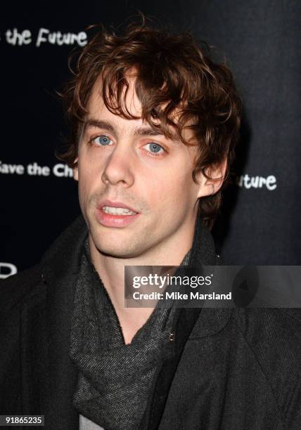 Johnny Borrell attends the Vogue/Bvlgari reception in honour of Save The Children/Rewrite The Future at Saatchi Gallery on October 13, 2009 in...