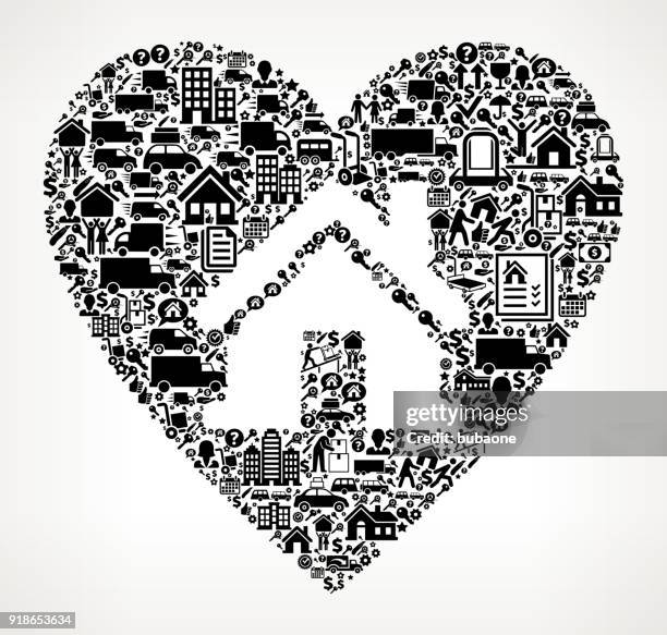 house in heart moving and relocation icon pattern - movers packing stock illustrations