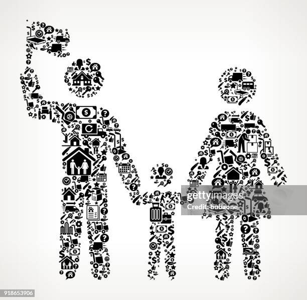 family moving and relocation icon pattern - couple moving boxes stock illustrations
