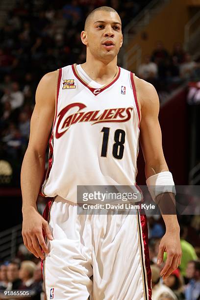 Anthony Parker of the Cleveland Cavaliers looks on during a preseason game against the Charlotte Bobcats at Quicken Loans Arena on October 6, 2009 in...