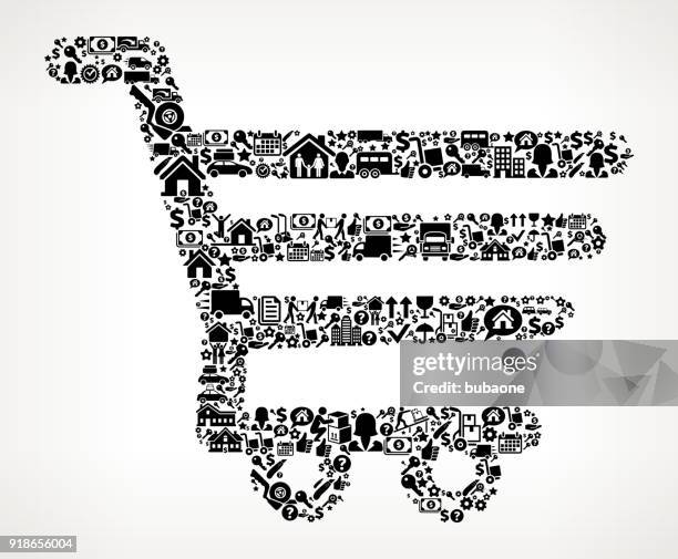 shopping cart moving and relocation icon pattern - movers packing stock illustrations