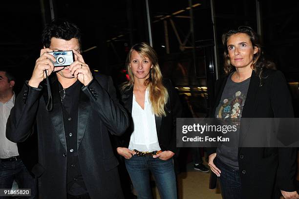 Singer Marc Lavoine his wife Sarah Lavoine Poniatowski and director Lisa Azuelos attend the Femina.com 10th Anniversary Party at the Georges...