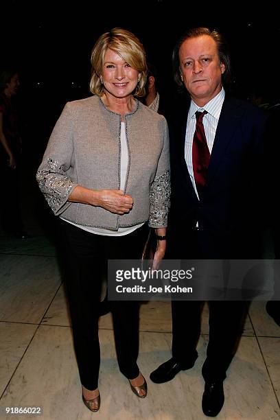 Martha Stewart and photographer Patrick McMullan attend Breaking Ground: The New York Stem Cell Foundation's 4th annual dinner at The Rockefeller...