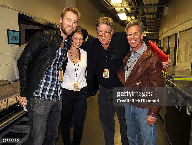 Charles Kelley of Lady Antebellum, Cassie Kelley, John Huie of CAA and Gary Borman of Borman Entertainment attend the "We're All For The Hall"...