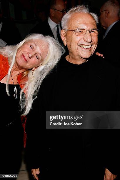 Honoree, Architect Frank Gehry and Nency Wexler attend Breaking Ground: The New York Stem Cell Foundation's 4th annual dinner at The Rockefeller...