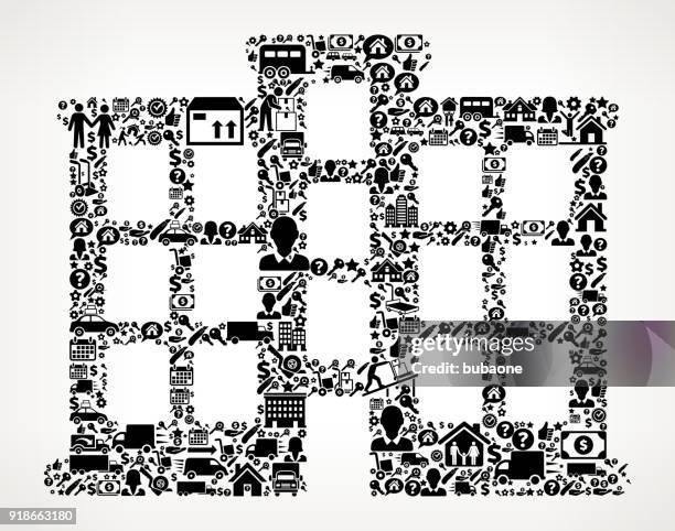 apartment building moving and relocation icon pattern - office movers stock illustrations