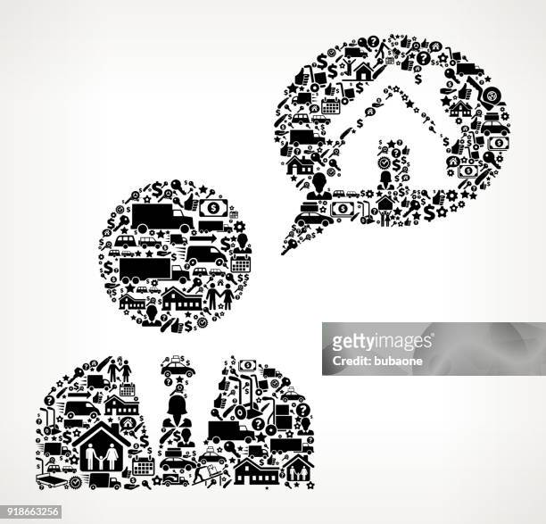 real estate agent and house moving and relocation icon pattern - person in suit construction stock illustrations