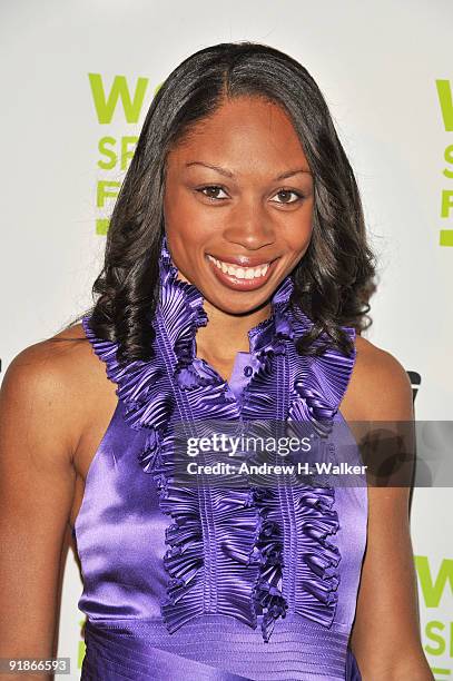 Track and field sprint athlete Allyson Felix attends the 30th Annual Salute To Women In Sports Awards at The Waldorf=Astoria on October 13, 2009 in...