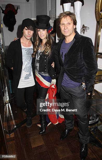 Geordon Nicol, Gela Nash-Taylor and Roger Taylor attend the Juicy Couture VIP launch party on October 13, 2009 in London, England.