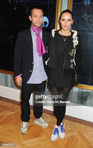 Dan McMillan and partner attend the Damien Hirst VIP dinner on October 13, 2009 in London, England.