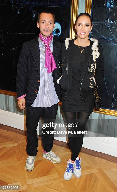 Dan McMillan and partner attend the Damien Hirst VIP dinner on October 13, 2009 in London, England.