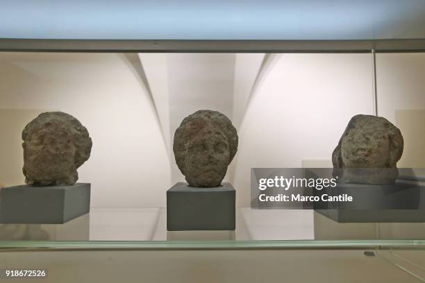 Some of the heads of Matres Matutae at the Campano museum of Capua.