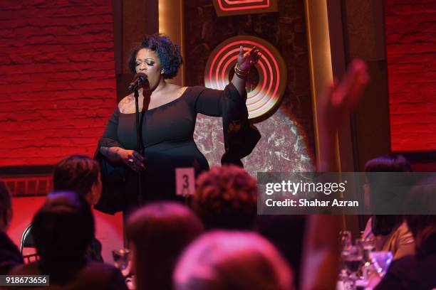 Vocalist and Broadway star Frenchie Davis attends the 2018 Dining with The Divas luncheon at The Apollo Theater on February 14, 2018 in New York City.