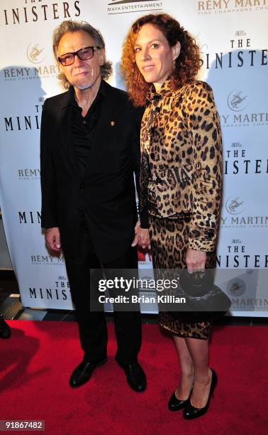 Actor Harvey Keitel and his wife Daphna Kastner attend the premiere of "The Ministers" at Loews Lincoln Square on October 13, 2009 in New York City.