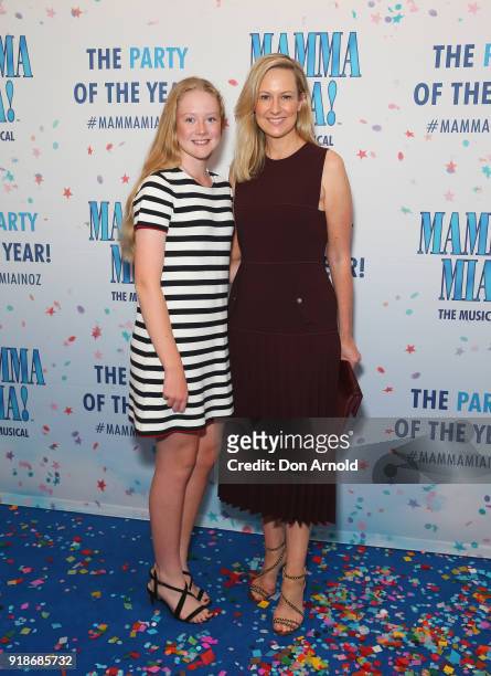 Natalia Grace Dunlop and Melissa Doyle arrive ahead of the premiere of Mamma Mia! The Musical at Capitol Theatre on February 15, 2018 in Sydney,...