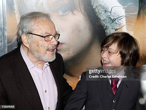 Writer Maurice Sendak and actor Max Records attend the "Where The Wild Things Are" premiere at Alice Tully Hall on October 13, 2009 in New York City.