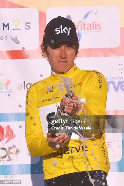 44th Volta Algarve 2018 / Stage 2 Podium / Geraint Thomas of Great Britain Yellow Leader Jersey / Celebration / Champagne / Sagres - Foia 900m /...