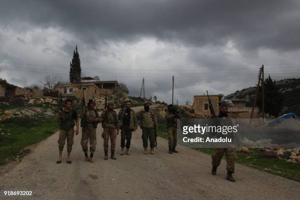 Free Syrian Army members patrol after liberating the villages of Sharbanli and Shadia, within the "Operation Olive Branch" in northwest of Afrins...
