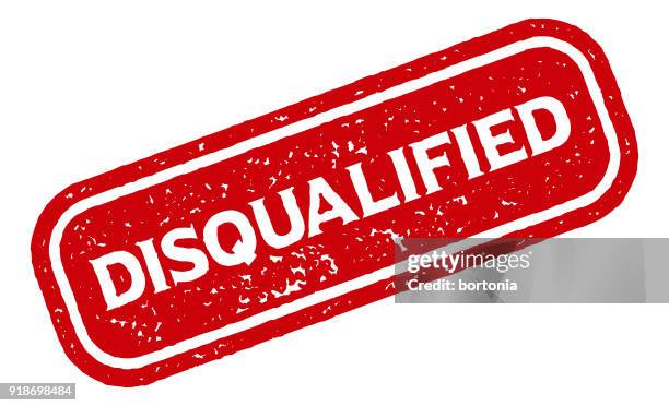 red rubber stamp icon on transparent background - disqualification stock illustrations