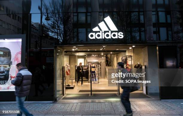 Adidas store seen in London famous Oxford street. Central London is one of the most attractive tourist attraction for individuals whose willing to...